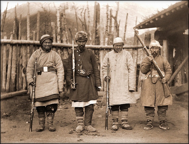 "Muslim Bandits," Xinjiang, China [c1915] Marc Aurel Stein [RESTORED]